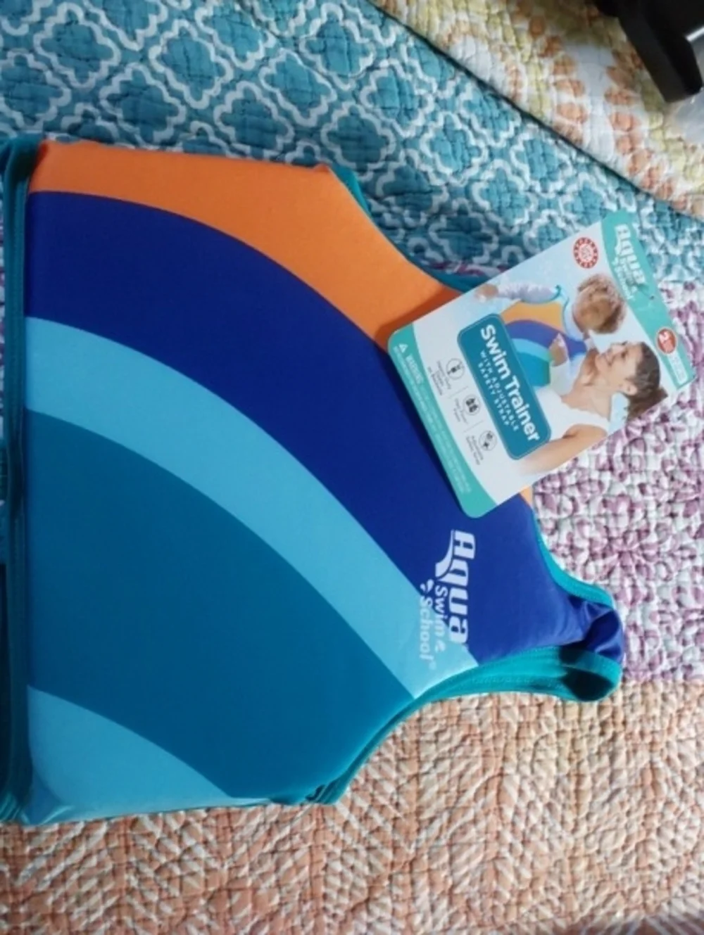 Aqua Kids Swim Trainer Vest in Teal, Navy and Orange