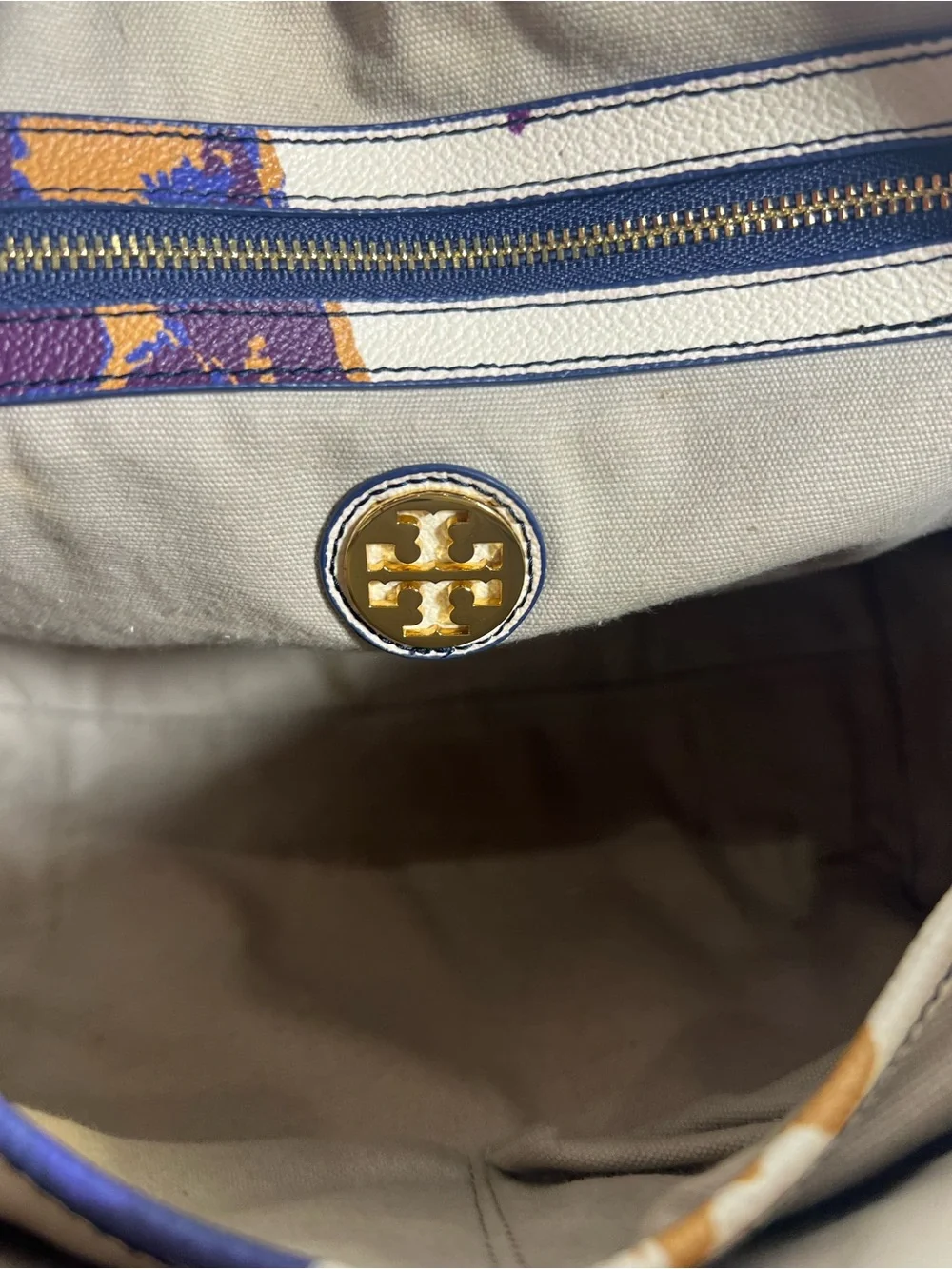 4276: Tory Burch Floral Leather Satchel Cosmetic Case Wallet 3-Piece Set