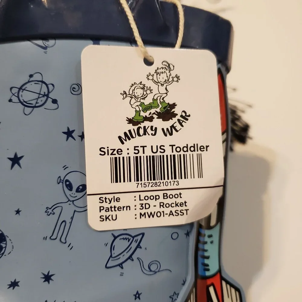 NWT‎ Mucky Wear 3D Rocket Loop Rain boots Size 5T