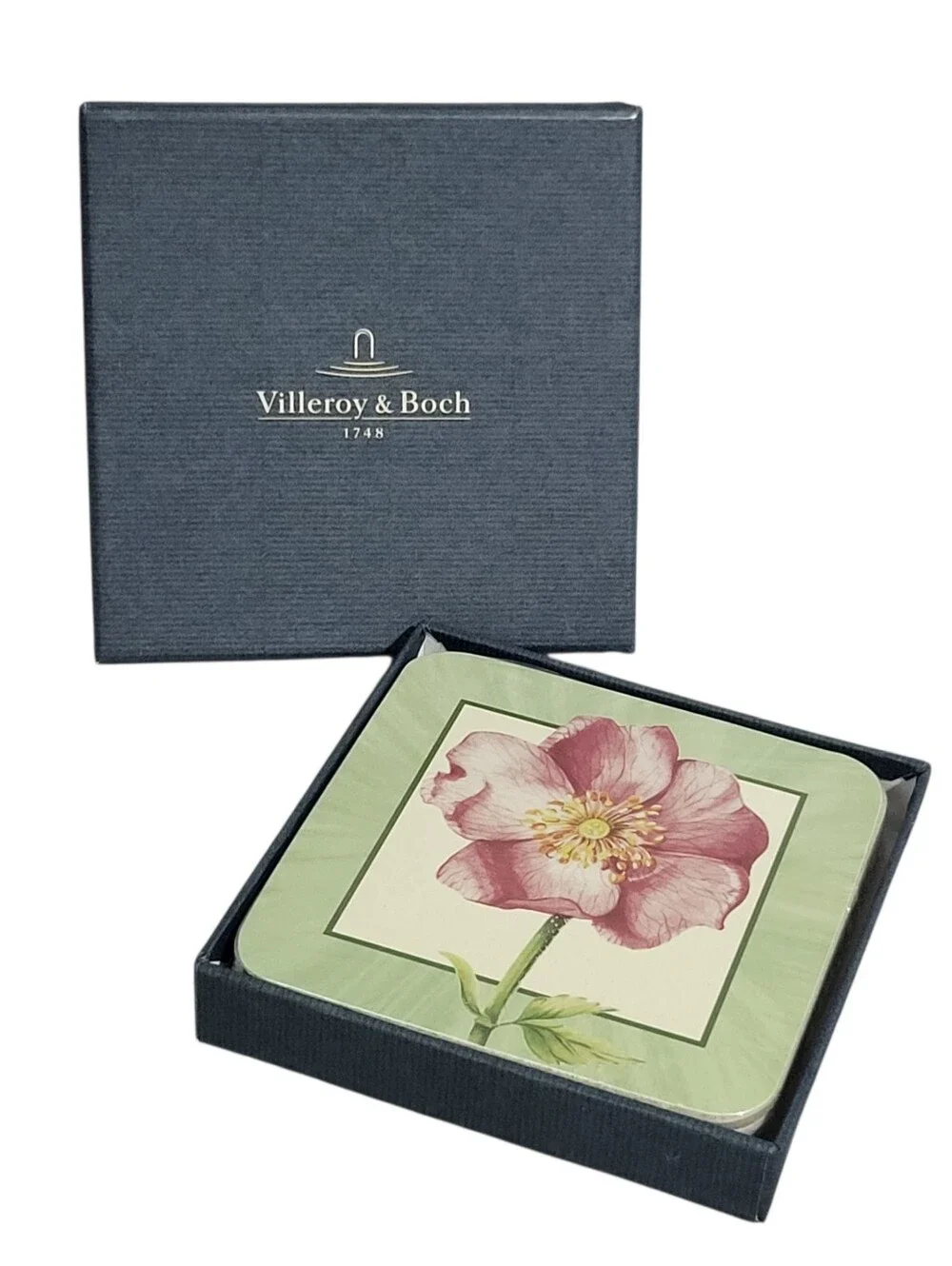 Villeroy & Boch Set 4 Coasters Flora Wild Rose Eglantine Cork Backed 4