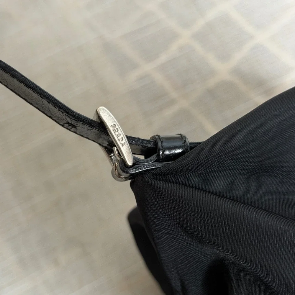 Prada Vela Mini Backpack Chinch Tessuto Nylon Leather Trim Triangle Logo Black