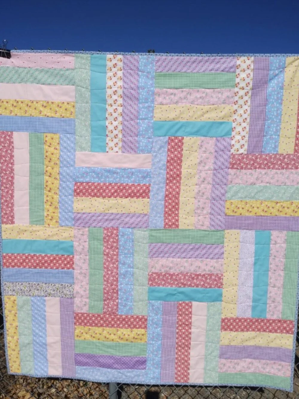 BN 1930'S VINTAGE INSPIRED COTTON LAP QUILT PINK BLUE YELLOW GREEN