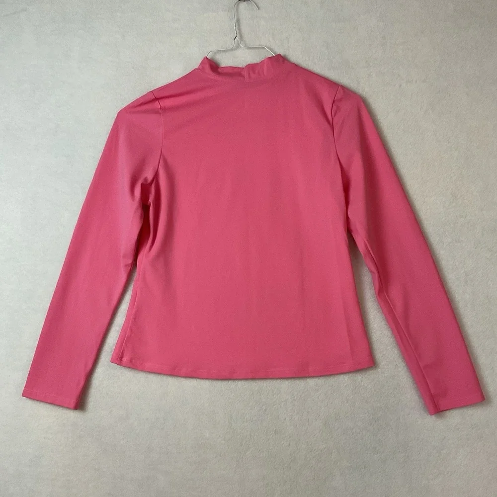 Lands End Rash Guard Swim Top Girls‎ Youth XL 16 Pink Long Sleeves