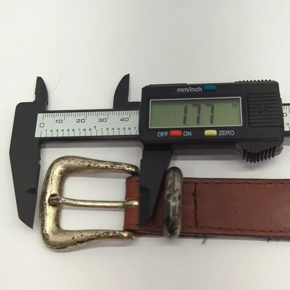Vintage Women's Leather Metal Mesh Silver Buckle 9765‎ Size Small
