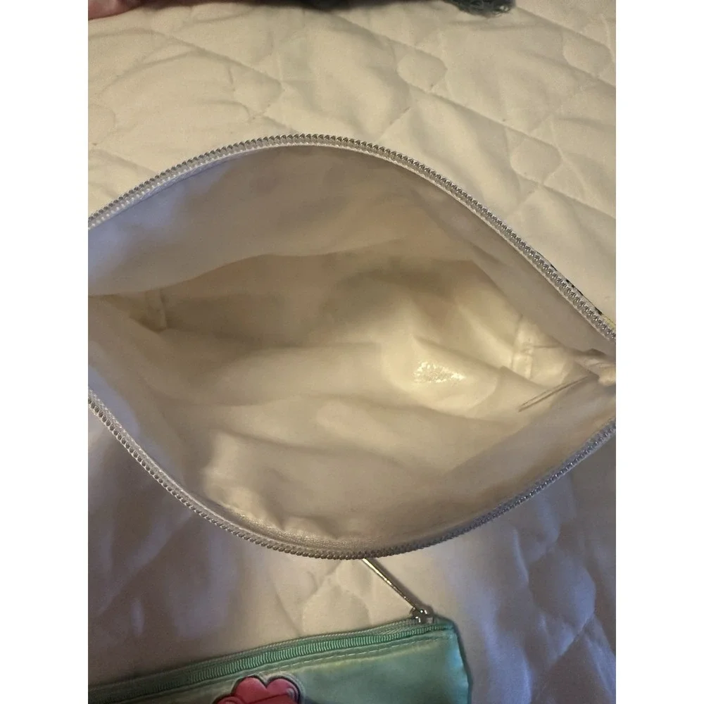 Set Of 3 Clinique Makeup Cosmetic Bags-Pink‎ Mint Green & White Travel Pouches