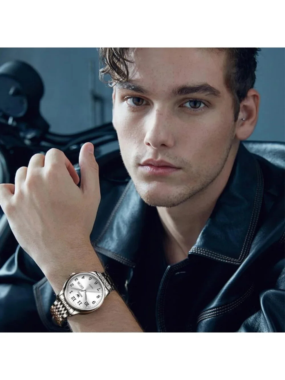 Men's Silver Stainless Steel Solid Analog Quartz Classic Waterproof Luxury Watch