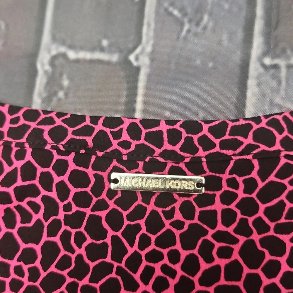 Michael Kors Cerise Pink Animal Print Ruched Faux-Wrap Sheath Dress nwt
