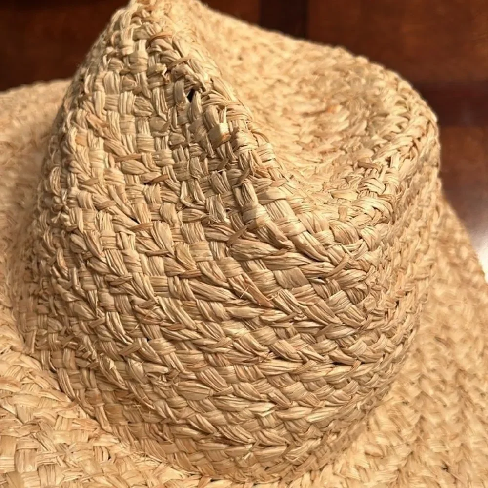 Will + Bear Tan Raffia Straw Unisex Hat(Size Large)