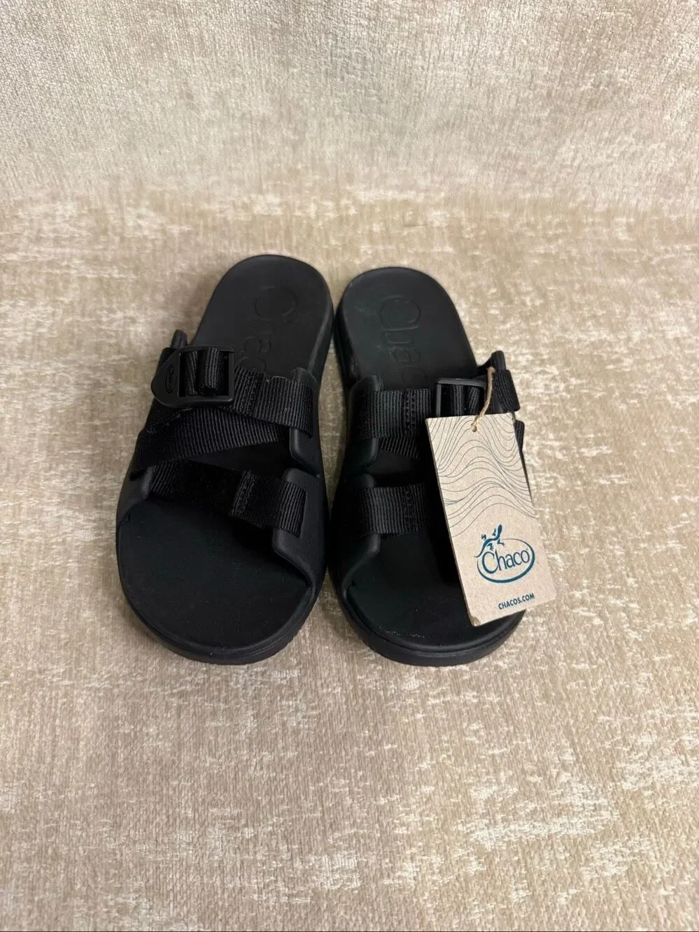 NWT Chaco Kids Chillos Flat Heel Open Toe Comfort Slide Sandals Black Size 3