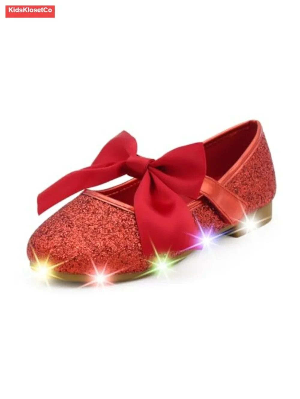 Girls Light Up Ballet Mary Jane Flats Hook & Loop Synthetic Dress Shoes