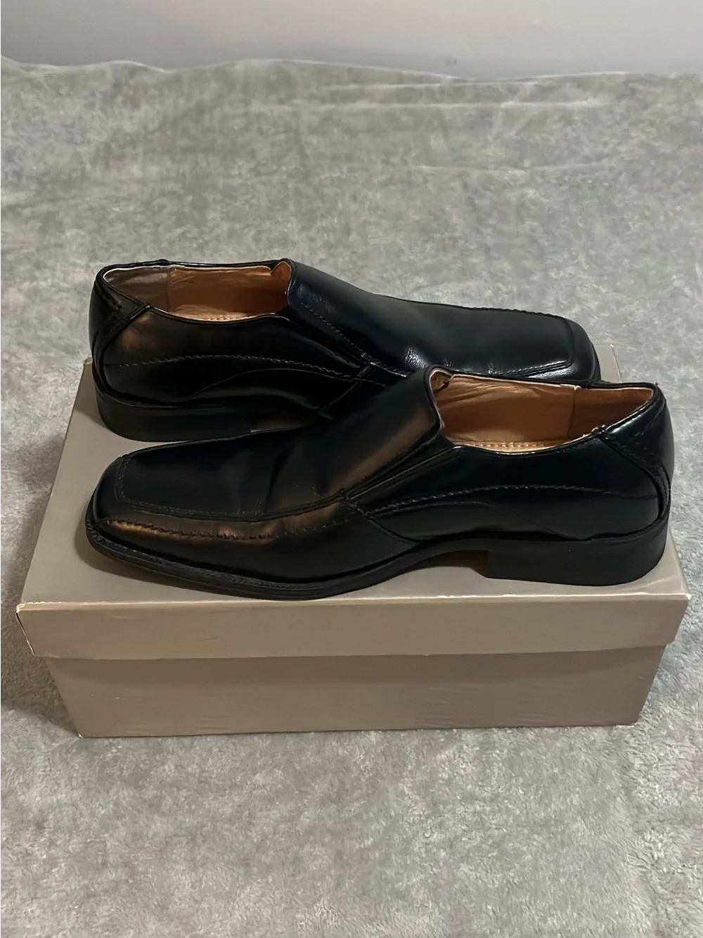 Joseph Abboud Black Leather Square Toe Slip-On Loafers Men’s 8 D