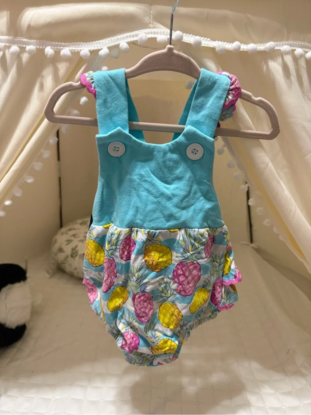 Simply Southern Turquoise Pineapple Print Baby Romper
