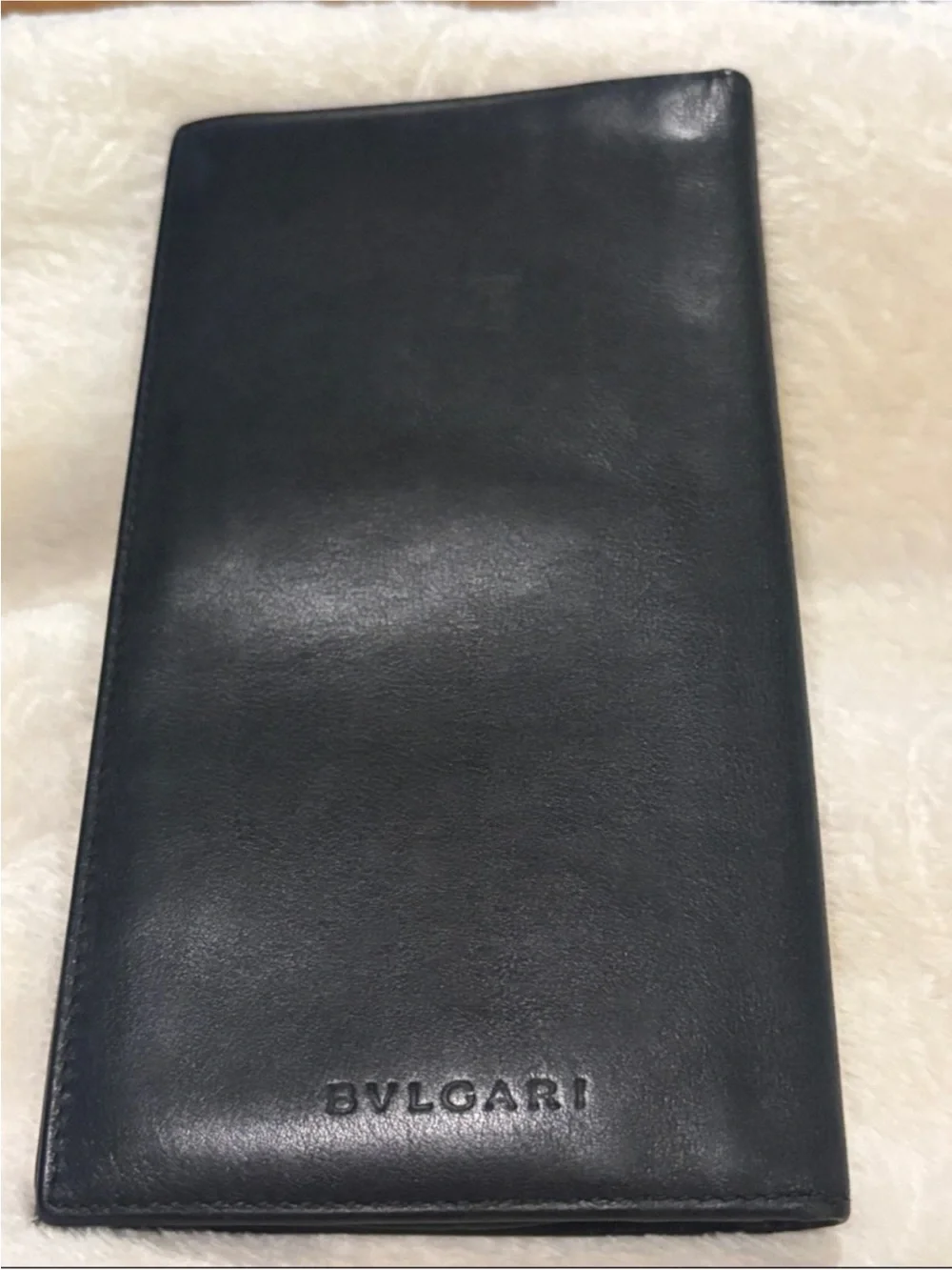 Bulgari Black calfskin Leather long Wallet
