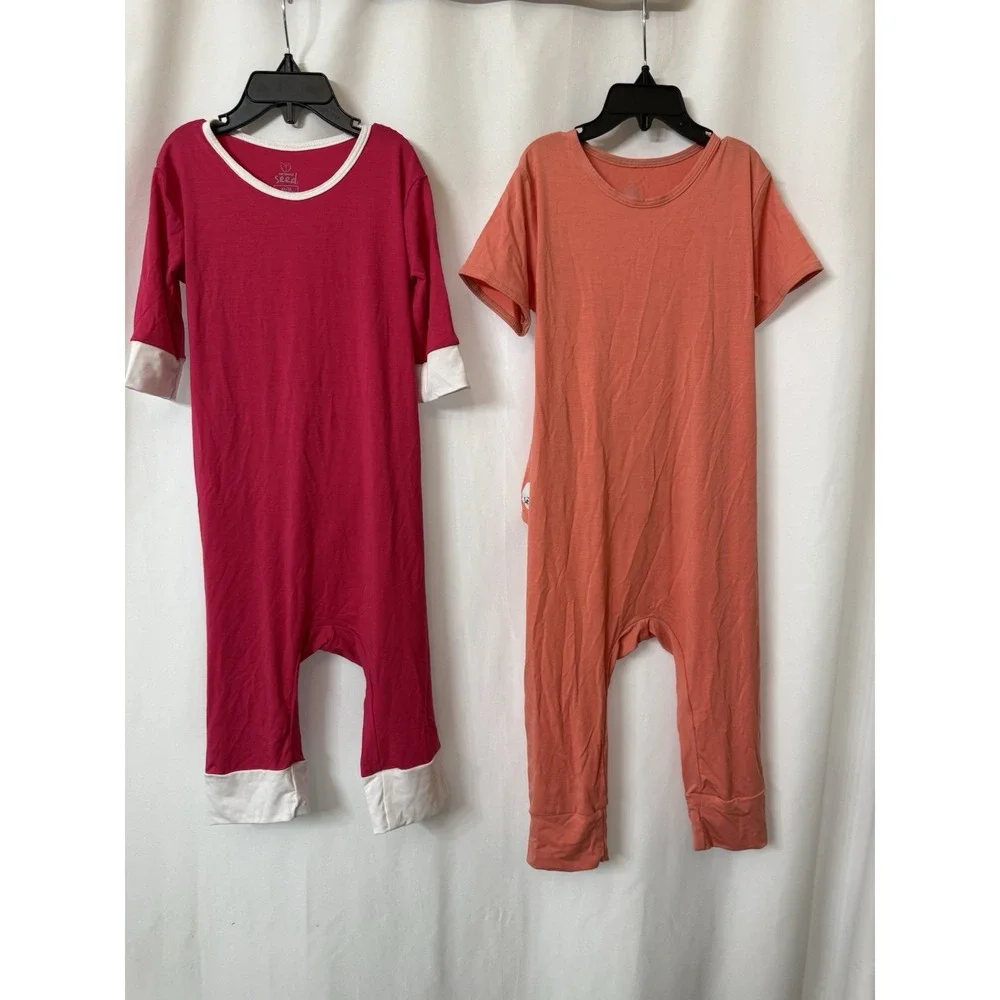 LOT OF 2 The‎ Simple Seed Short Sleeve Romper ~4/5T~ Bamboo Viscose Blend  D76