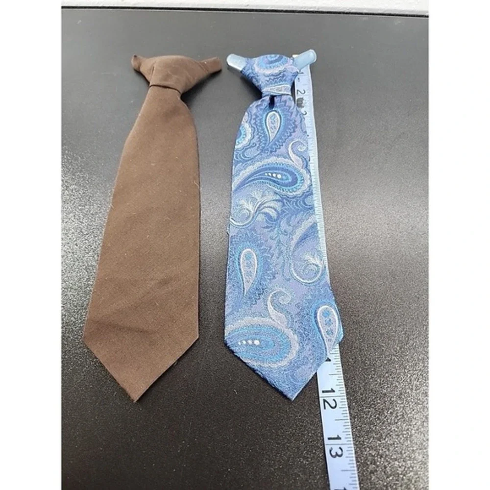 Vintage Boys clip neck ties set of two Solid And Paisley‎