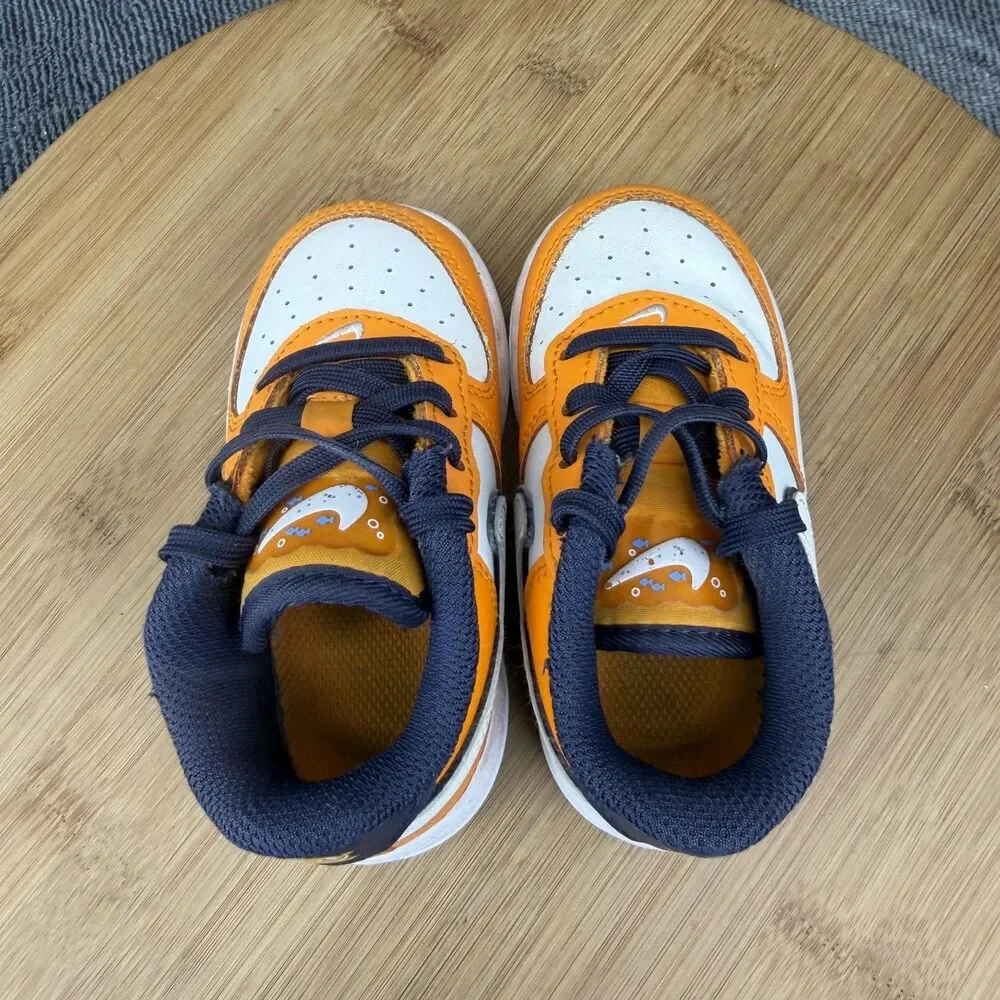 Nike Air Force 1 Low Shoes Boys Size 6C Orange Navy Sneakers FJ4657-800