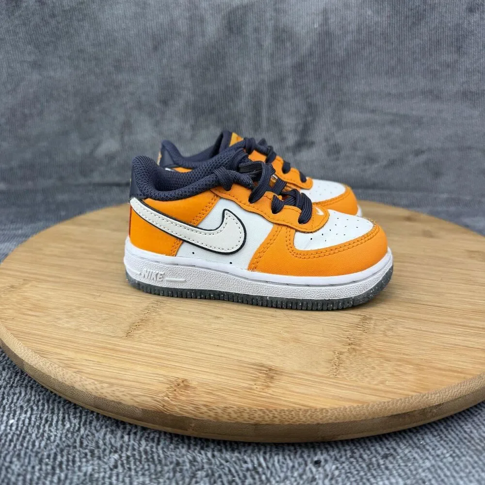 Nike Air Force 1 Low Shoes Boys Size 6C Orange Navy Sneakers FJ4657-800