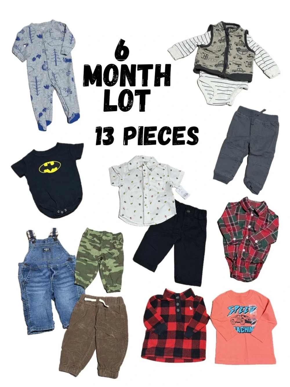 Boys 6 Month Lot | 13pc. | OshKosh, Carter’s & Okie Dokie