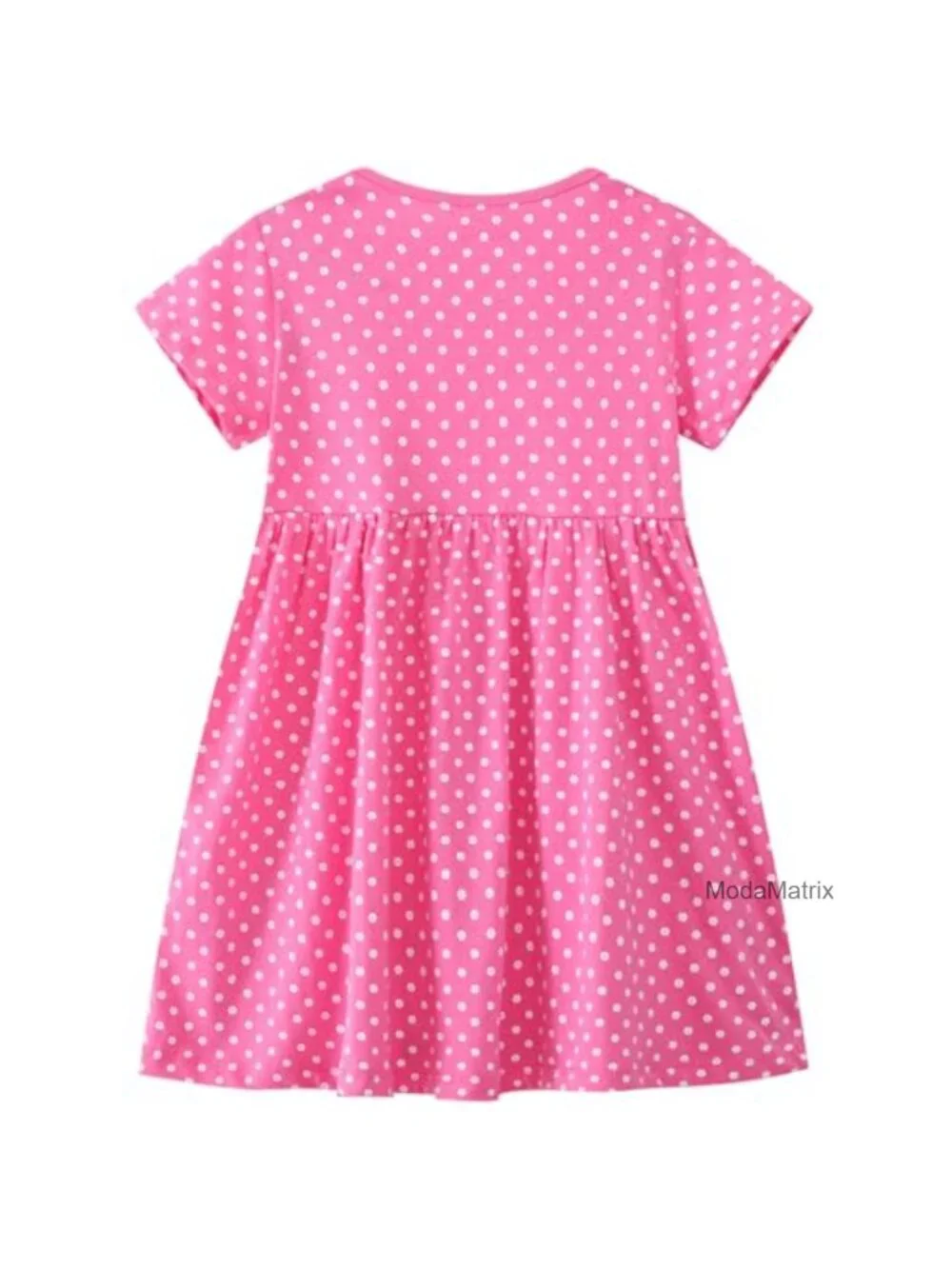 Toddler Girls Cotton Short Sleeve Dress Cartoon Dinosaur Applique Summer