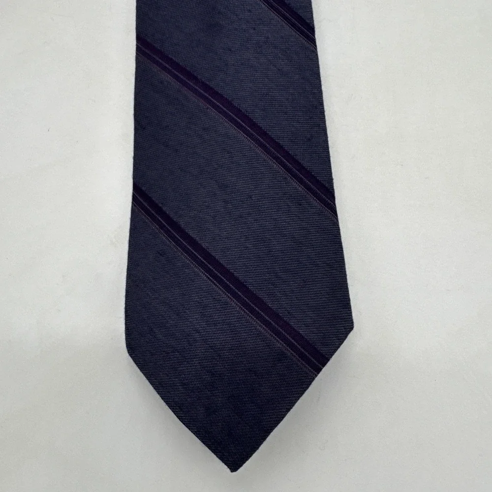 Calvin‎ Klein Tie Purple & Grey Striped Slim NeckTie Silk Blend 58