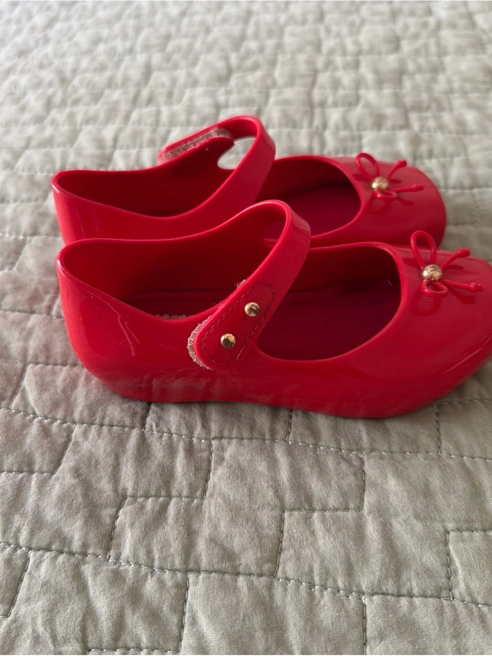 Mini Melissa Jelly Flats Sweet Love Red Slim Bow Shoes Sz 7
