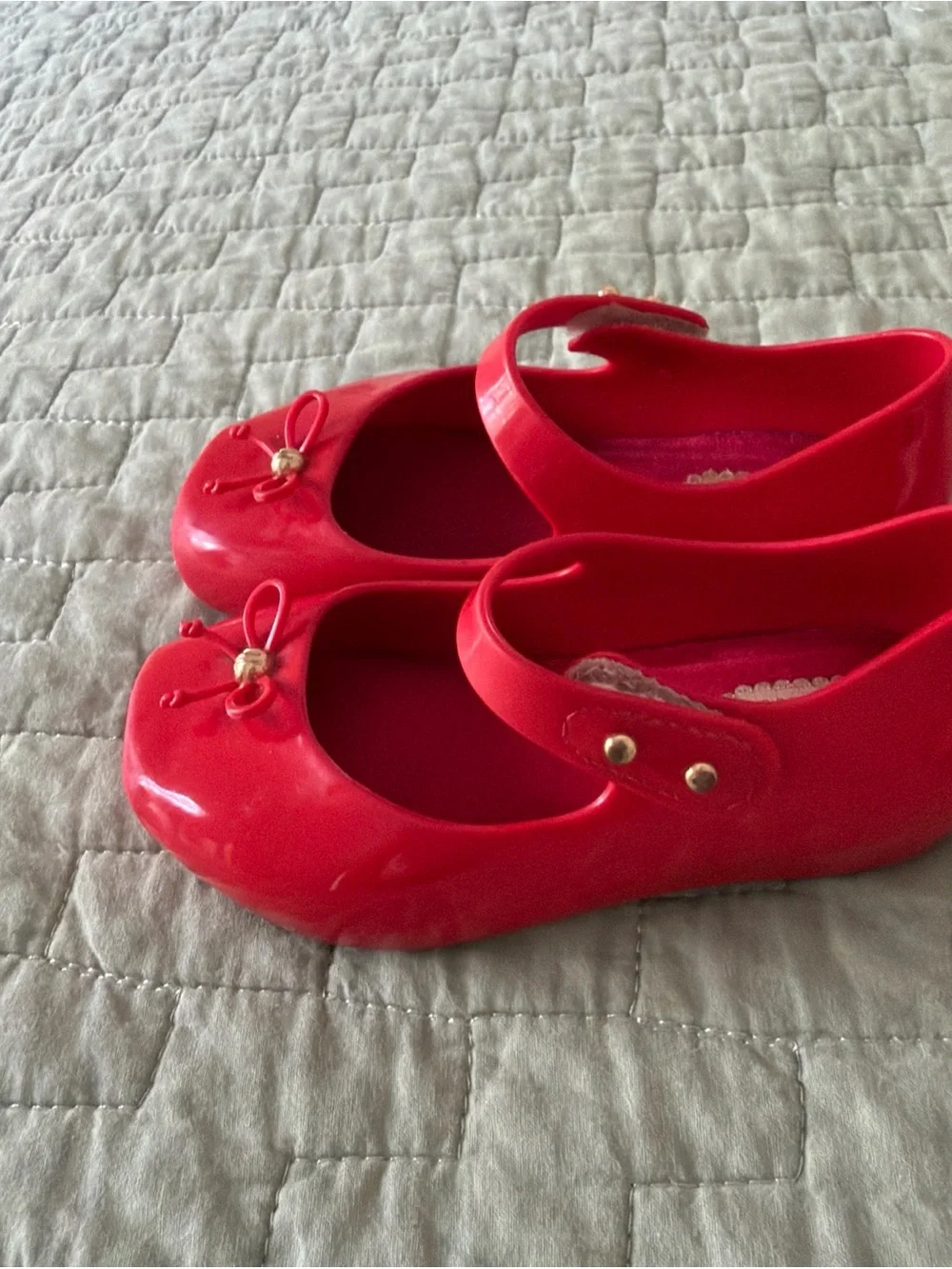 Mini Melissa Jelly Flats Sweet Love Red Slim Bow Shoes Sz 7