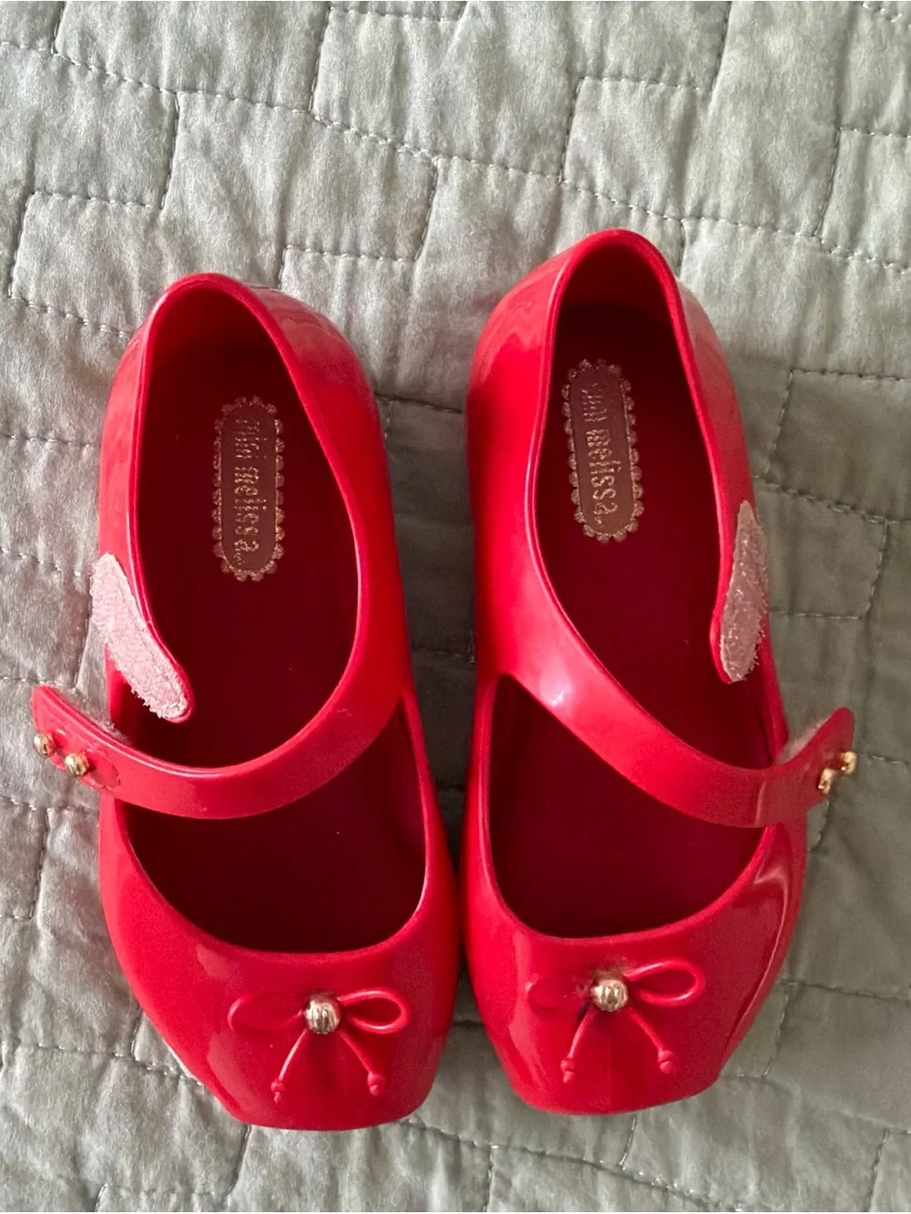 Mini Melissa Jelly Flats Sweet Love Red Slim Bow Shoes Sz 7