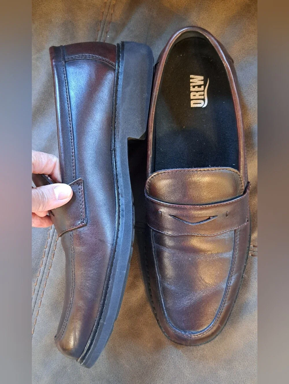 Mens Drew Essex Dress Shoe, 11 N  Burgundy Leather Clean Business Church
