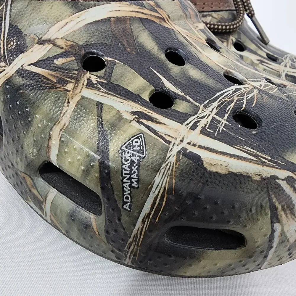 Crocs Mens Camo Leather Islander Pitcrew Sport Clogs Advantage Max 4 HD Size 11