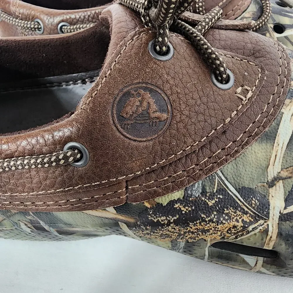 Crocs Mens Camo Leather Islander Pitcrew Sport Clogs Advantage Max 4 HD Size 11