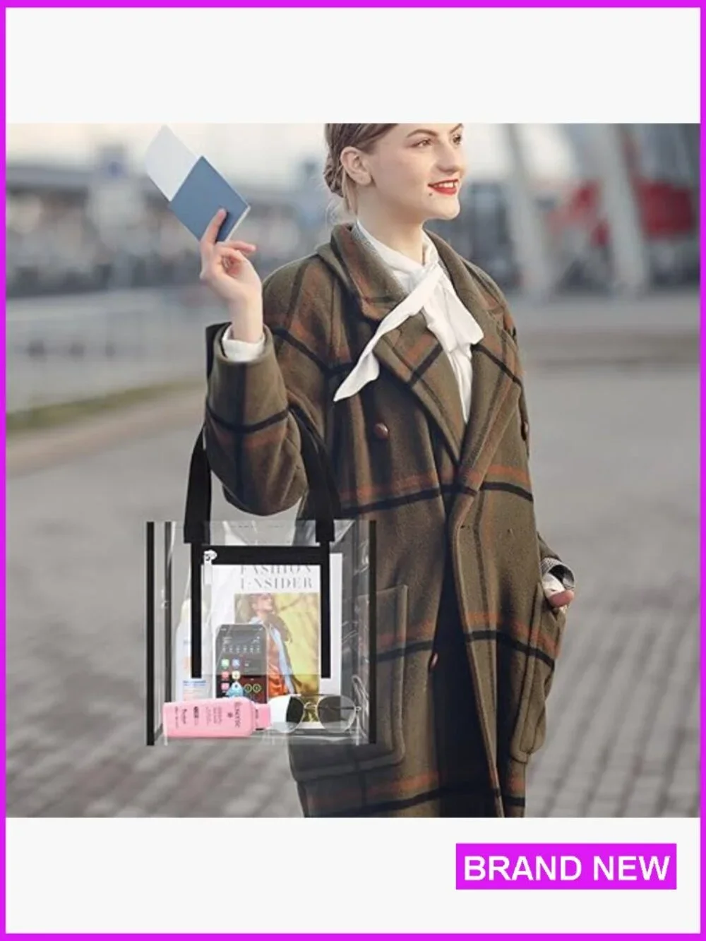 Clear Stadium Approved Tote Bag Set for Concerts & Sports Events, Waterproof PVC