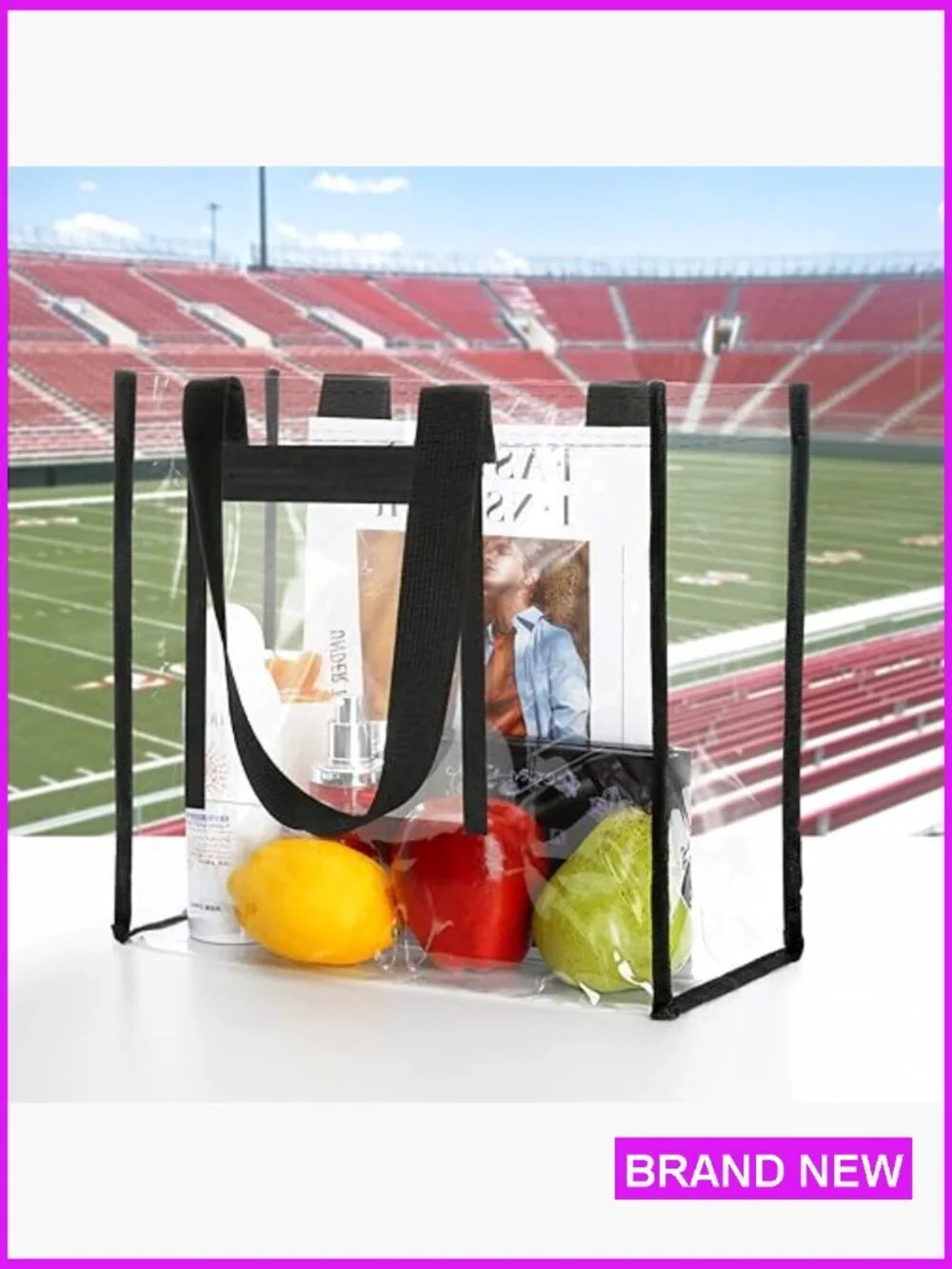 Clear Stadium Approved Tote Bag Set for Concerts & Sports Events, Waterproof PVC