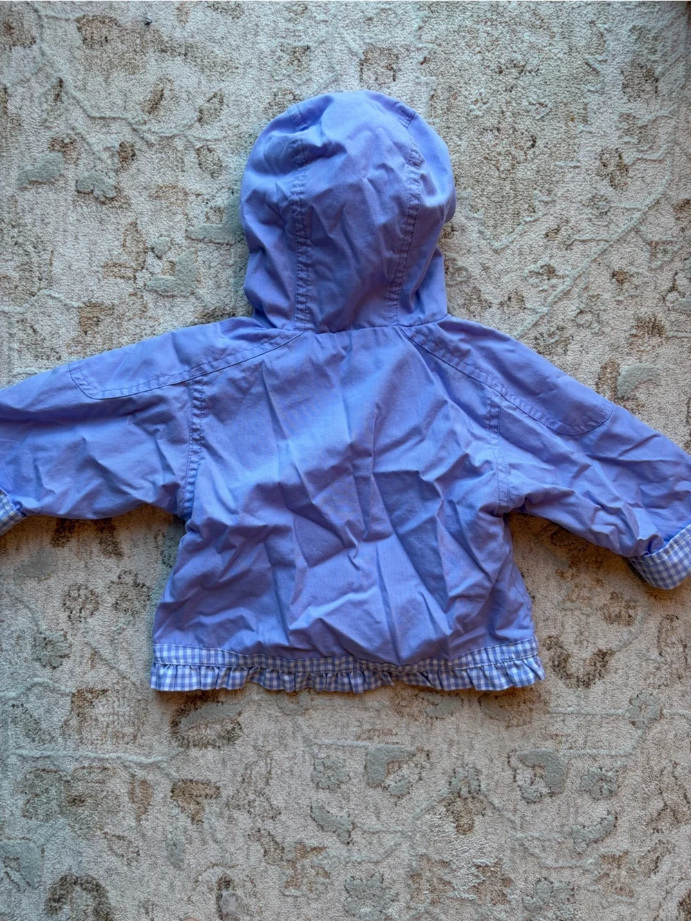 Vintage 90’s Flower Embroidered Ruffled Gingham Trim Zip Up Jacket