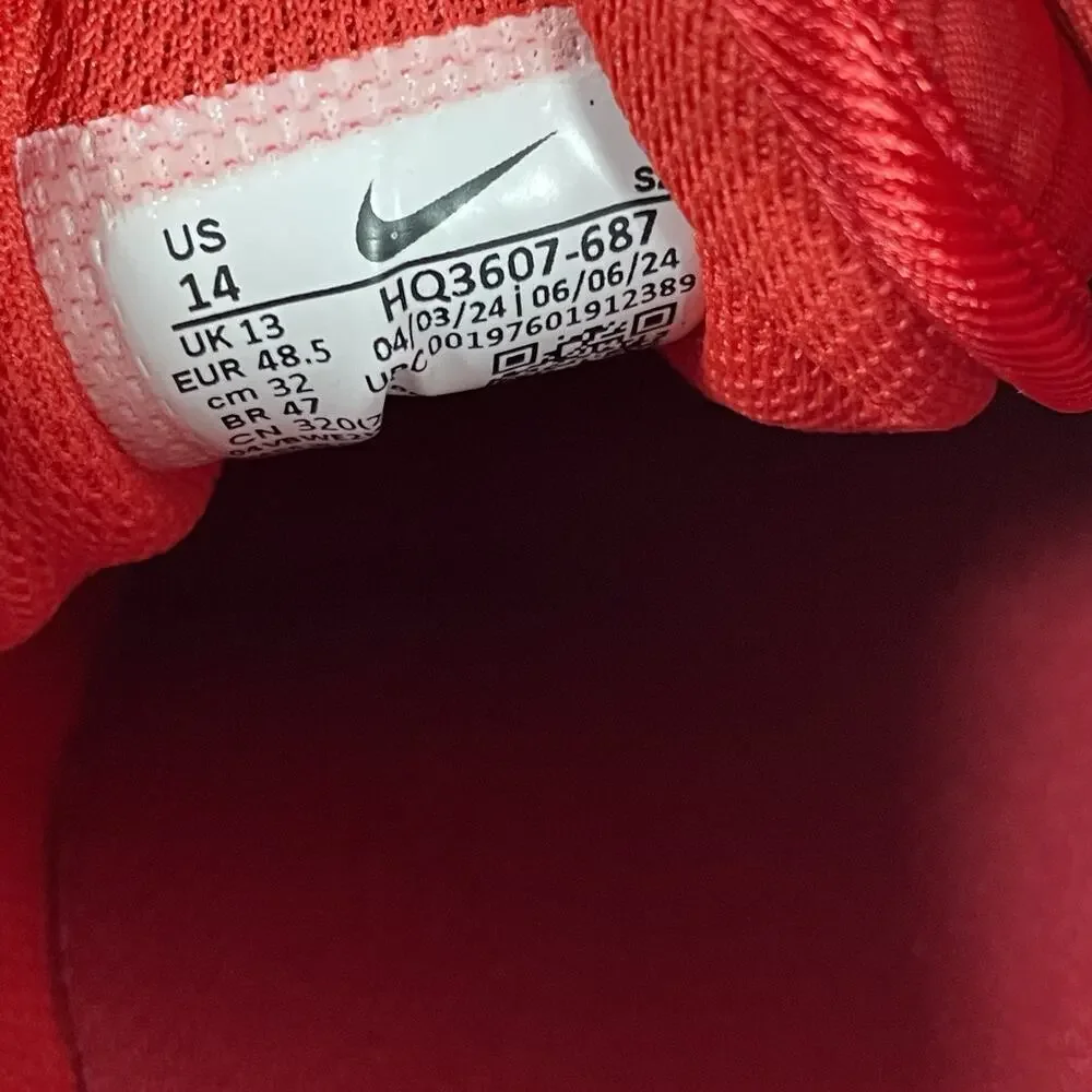 Nike Air Max 1 Gym Red Crimson HQ3607 687 Size 14 White Low Top Sneaker Summer