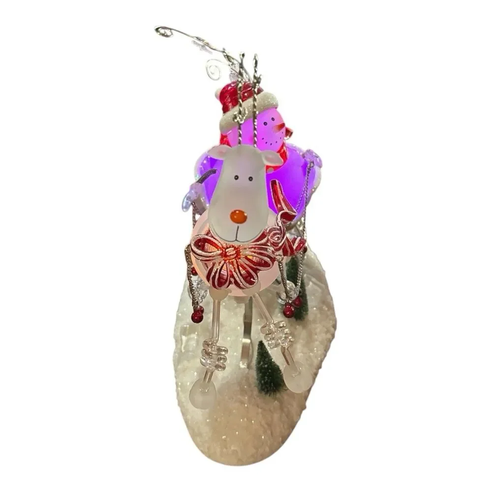 Light-Up Snowman Sleigh with Acrylic Reindeer Holiday Figurine