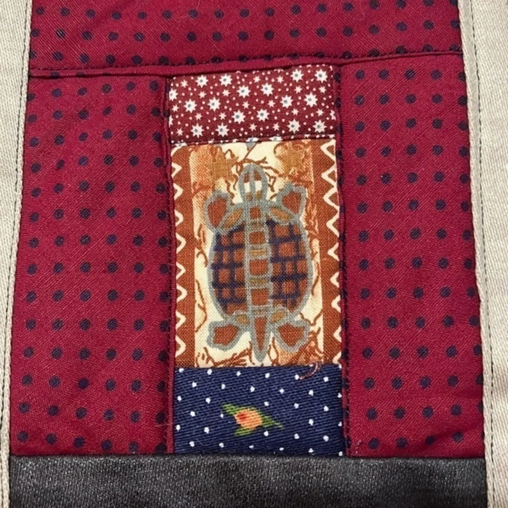 Handmade cloth satchel with turtle, multi color, small size