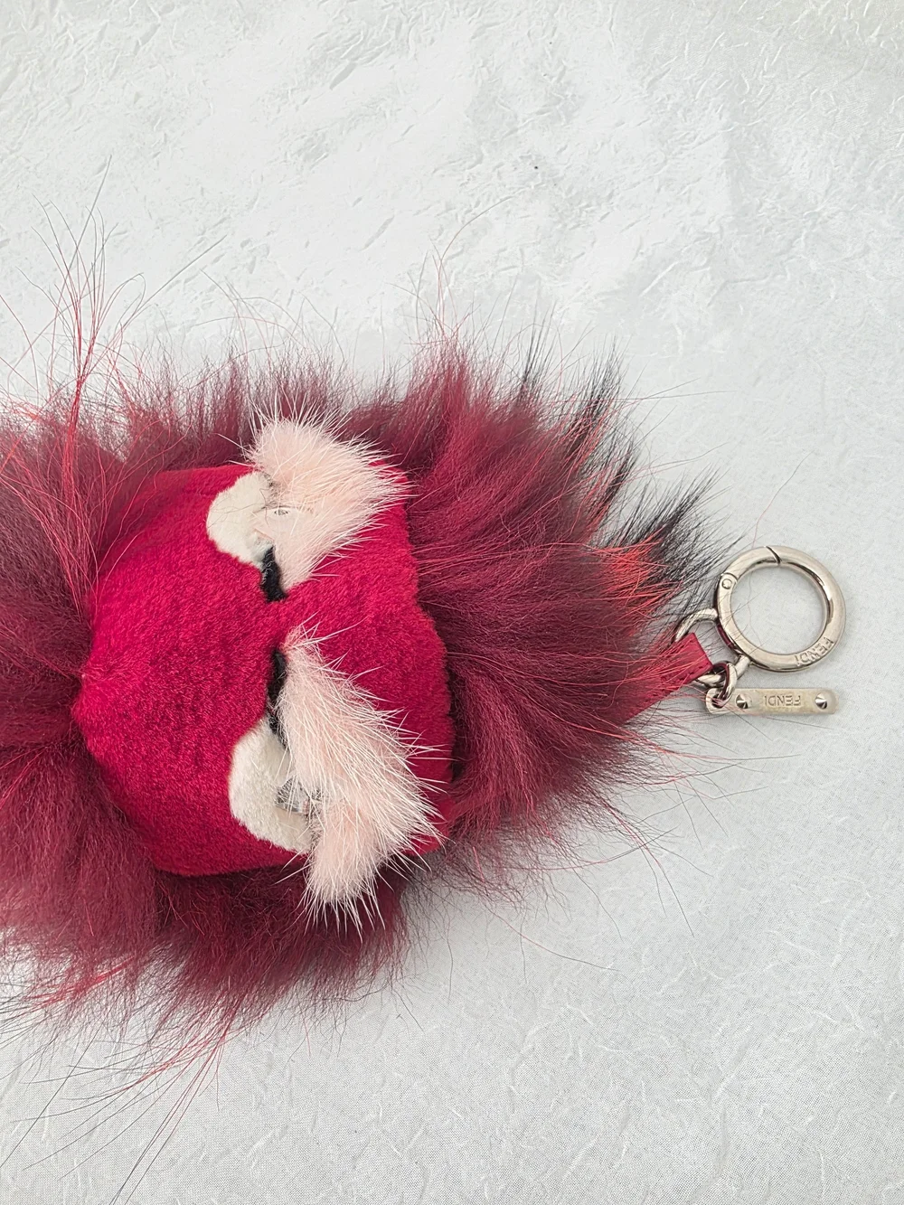 Auth Fendi Fur Monster Pom Bag/Key Charm