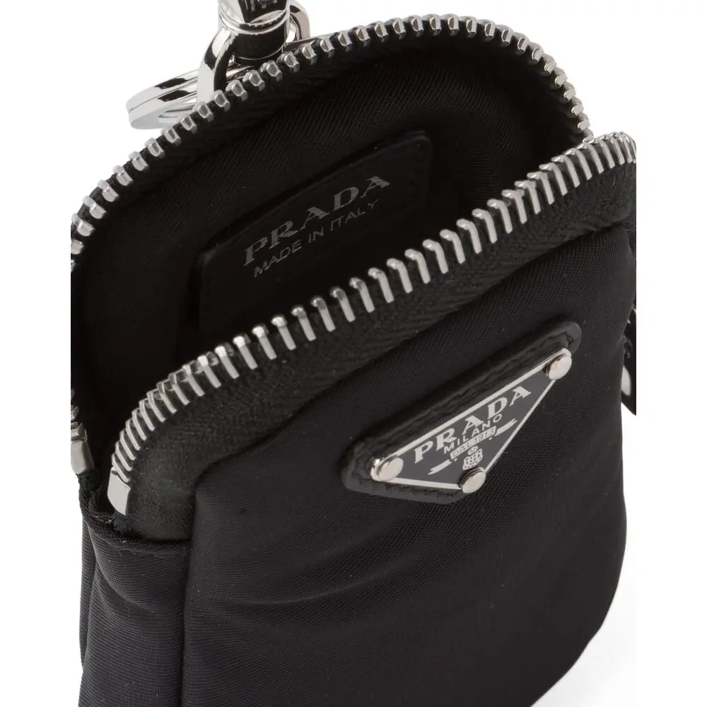 Prada Re-Nylon Mini Pouch with Keychain Black 1TT119