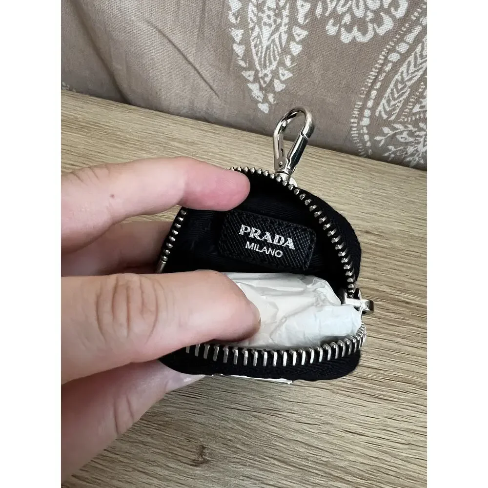 Prada Re-Nylon Mini Pouch with Keychain Black 1TT119