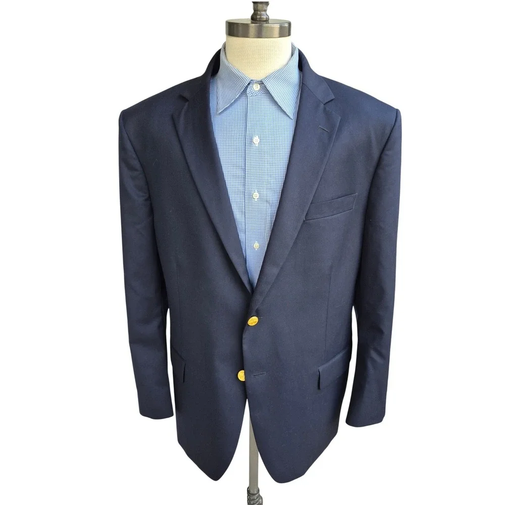 Brooks Brothers Madison Fit Navy Blue Blazer Gold Buttons Mens Sport Coat 48‎ R