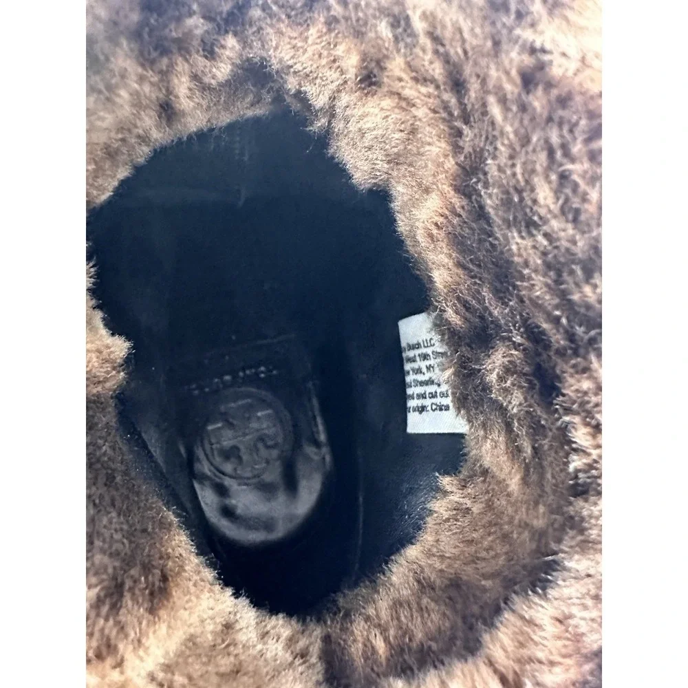 Tory Burch Sebastian Shearling Ankle Boots Black Platform Heel‎ 8M