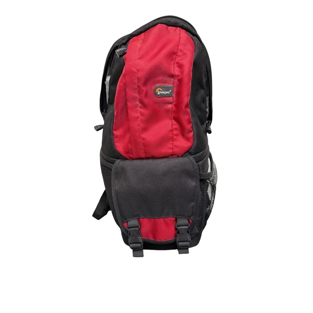 Lowepro Fastpack 100 Camera Backpack OS Red‎ Black Padded Side Access Nylon Bag