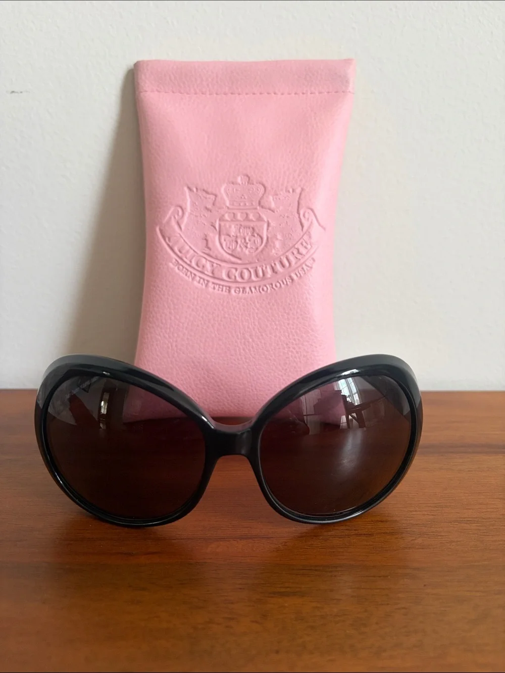 Juicy Couture Black Oversized Sunglasses with Pink Case