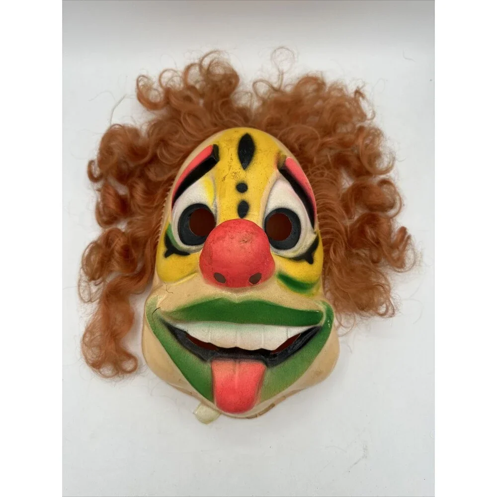Vintage Mask Evil Clown Circus Halloween Costume Vacaform Bayshore Horror RARE