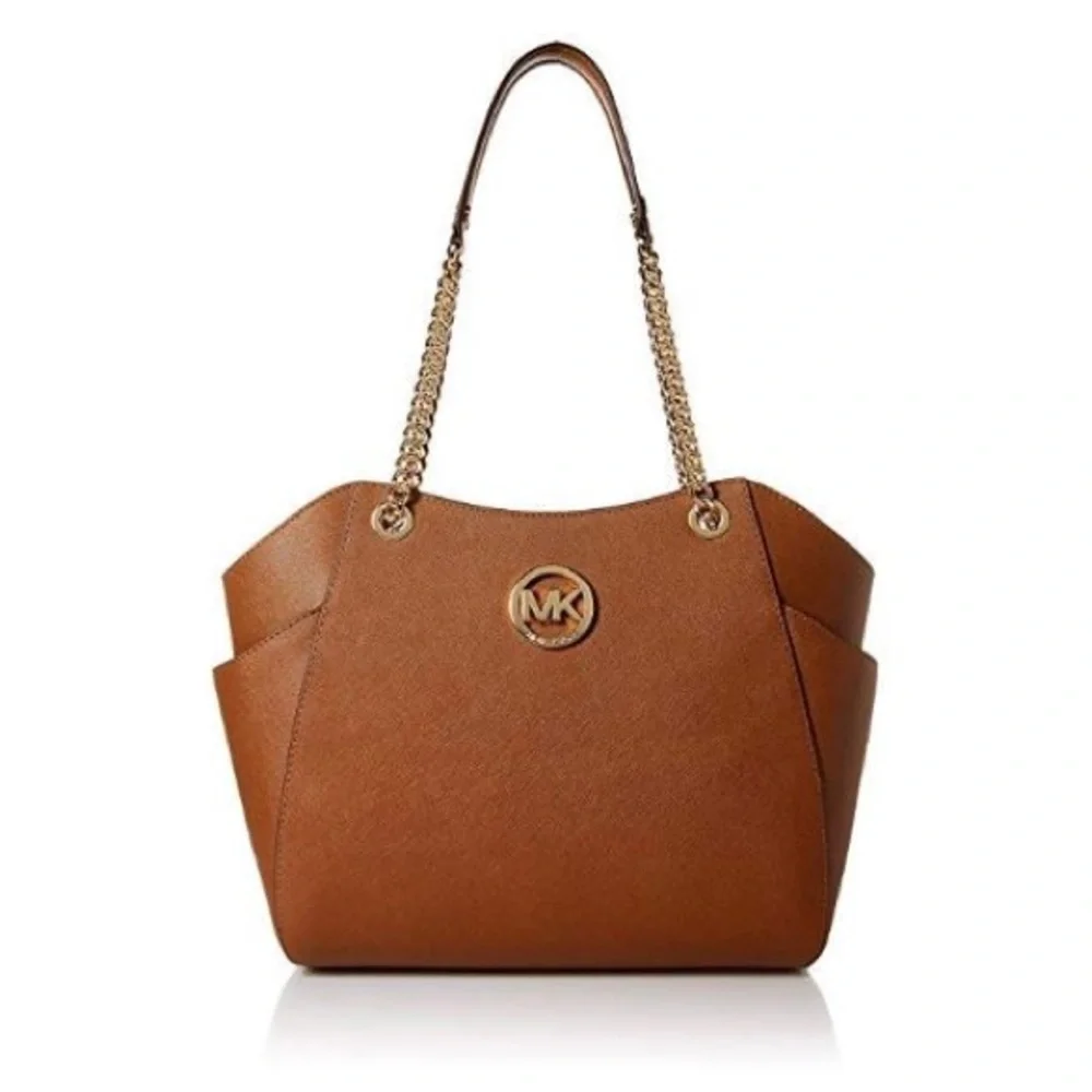 Michael Kors Jet Set Large Saffiano Leather Shoulder Bag in Luggage brown