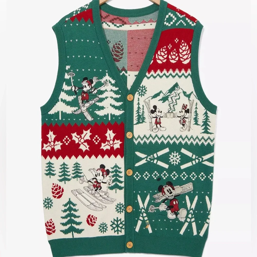 Unisex Disney Mickey Mouse Skiing Embroidered Sweater Vest — BoxLunch‎ Exclusive
