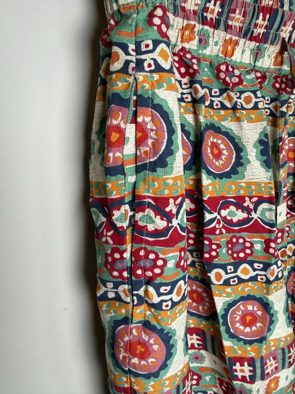 J Peterman Southwest Road Trip Silk Pants Aztec Print Multicolor Boho Sz L
