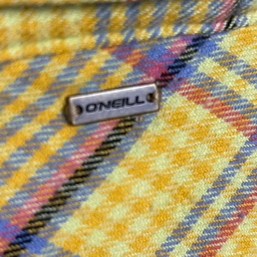 O'Neill Yellow and Blue Plaid Shirt Size Large