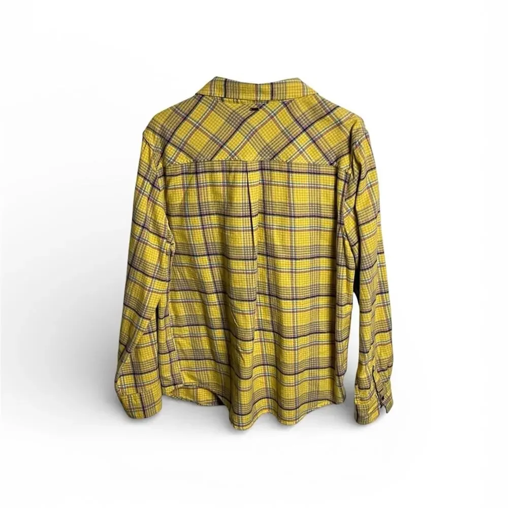 O'Neill Yellow and Blue Plaid Shirt Size Large