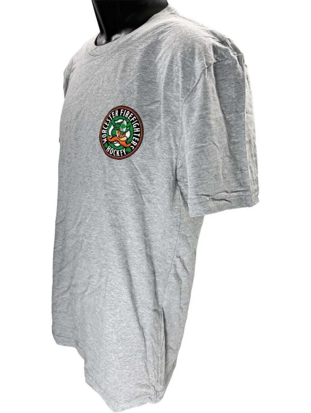 Fire Department Worcester Firefighters Hockey Massachusetts Mens T Shirt Gray M